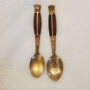 Antique Brass and Wood Spoons